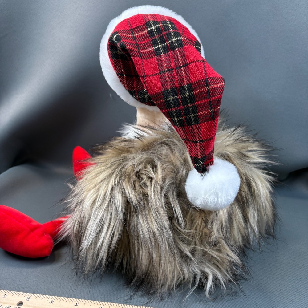 Pier 1 Imports Plush Ostrich Holiday Decor Tan Red Santa Hat Christmas 12" - Picture 8 of 16